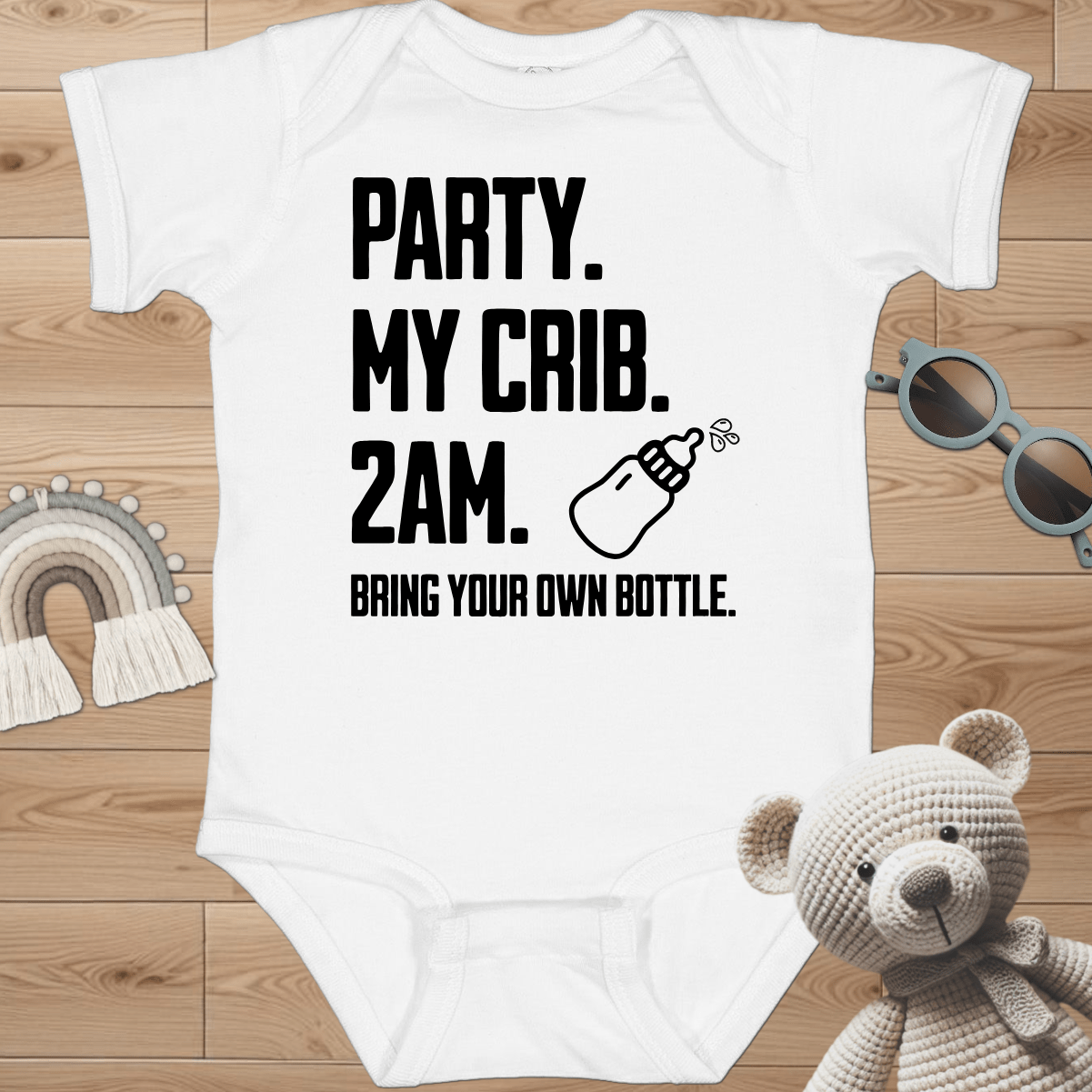 Party. My Crib. Infant Bodysuit