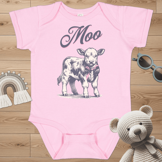 Calf with Pink Bow Infant Bodysuit