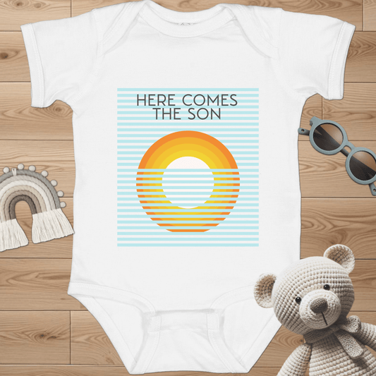 Here Comes the Son minimalist Infant Bodysuit